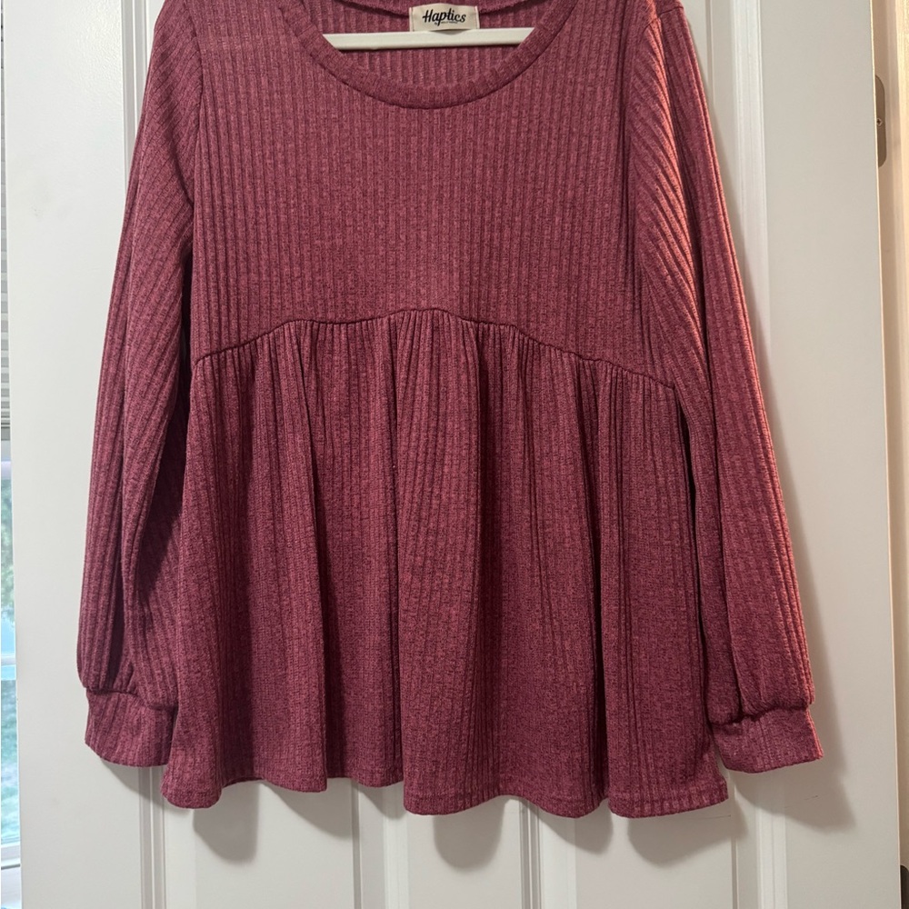 Women's Pink Ribbed Top